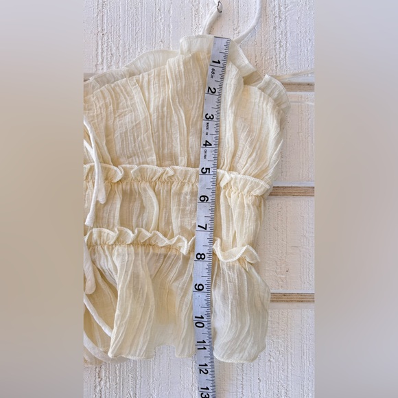 12th Tribe Women’s 2 Pc Crop Top Maxi Skirt Set Gauzy Cream Bows Size Small - Picture 12 of 14